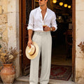 Mens Wide Leg Linen Pants – Extended Tab & Inner Drawstring