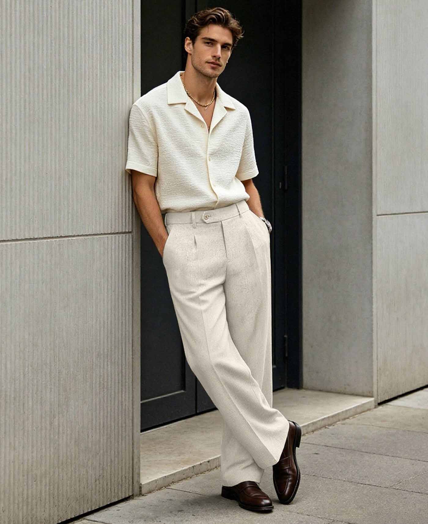 Mens Wide Leg Linen Pants – Extended Tab & Inner Drawstring