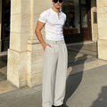 Mens Wide Leg Linen Pants – Extended Tab & Inner Drawstring