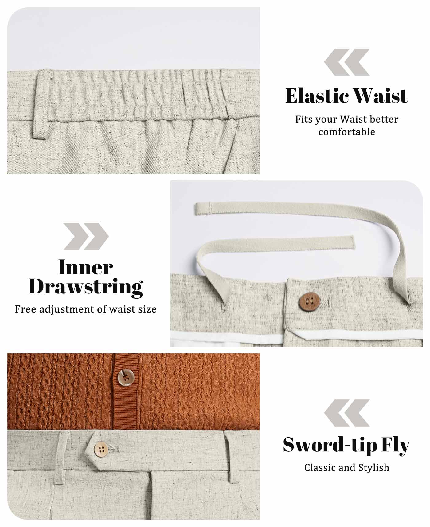 Mens Wide Leg Linen Pants – Extended Tab & Inner Drawstring