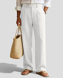 Mens Wide Leg Linen Pants – Extended Tab & Inner Drawstring