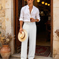 Mens Wide Leg Linen Pants – Extended Tab & Inner Drawstring