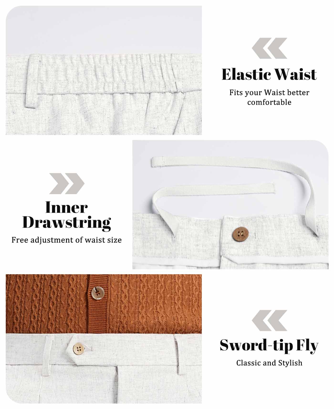 Mens Wide Leg Linen Pants – Extended Tab & Inner Drawstring