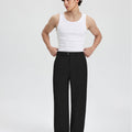 Mens Wide Leg Linen Pants – Square Waistband & Inner Drawstring