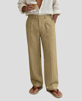Mens Wide Leg Linen Pants – Square Waistband & Inner Drawstring