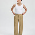 Mens Wide Leg Linen Pants – Square Waistband & Inner Drawstring