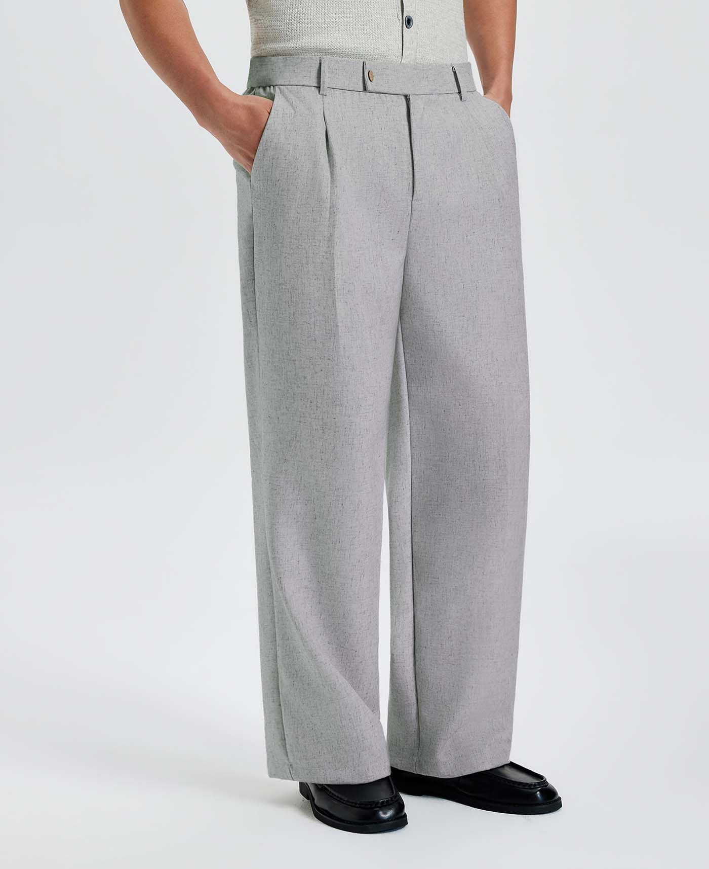Mens Wide Leg Linen Pants – Square Waistband & Inner Drawstring