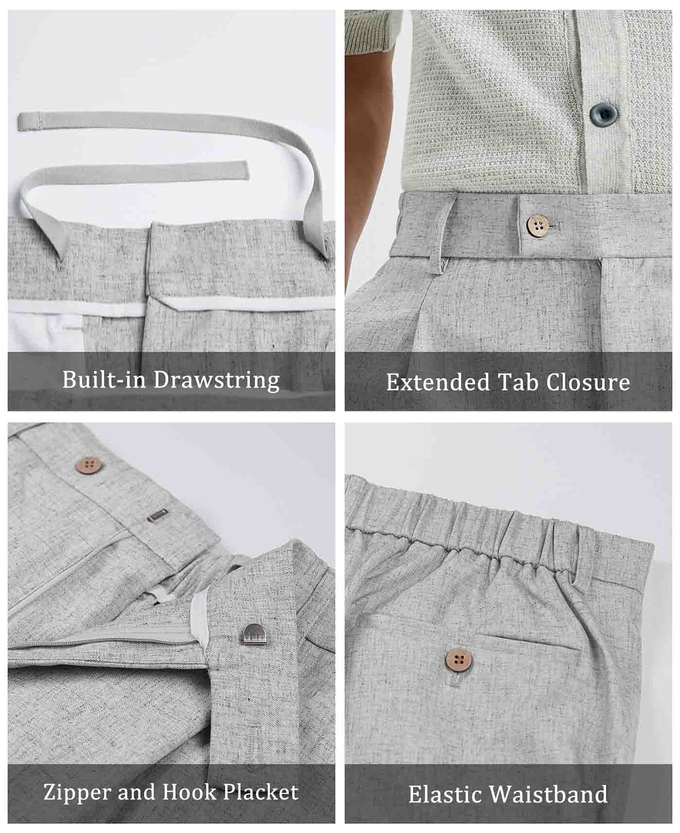 Mens Wide Leg Linen Pants – Square Waistband & Inner Drawstring