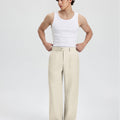 Mens Wide Leg Linen Pants – Square Waistband & Inner Drawstring