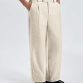 Mens Wide Leg Linen Pants – Square Waistband & Inner Drawstring
