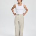 Mens Wide Leg Linen Pants – Square Waistband & Inner Drawstring
