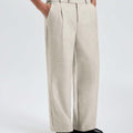 Mens Wide Leg Linen Pants – Square Waistband & Inner Drawstring