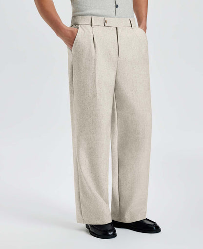 Mens Wide Leg Linen Pants – Square Waistband & Inner Drawstring