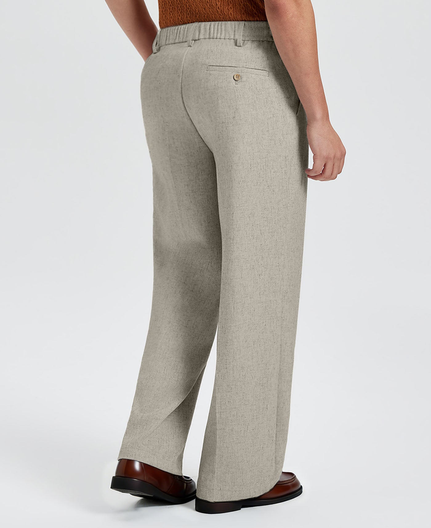 Mens Wide Leg Linen Pants – Square Waistband & Inner Drawstring