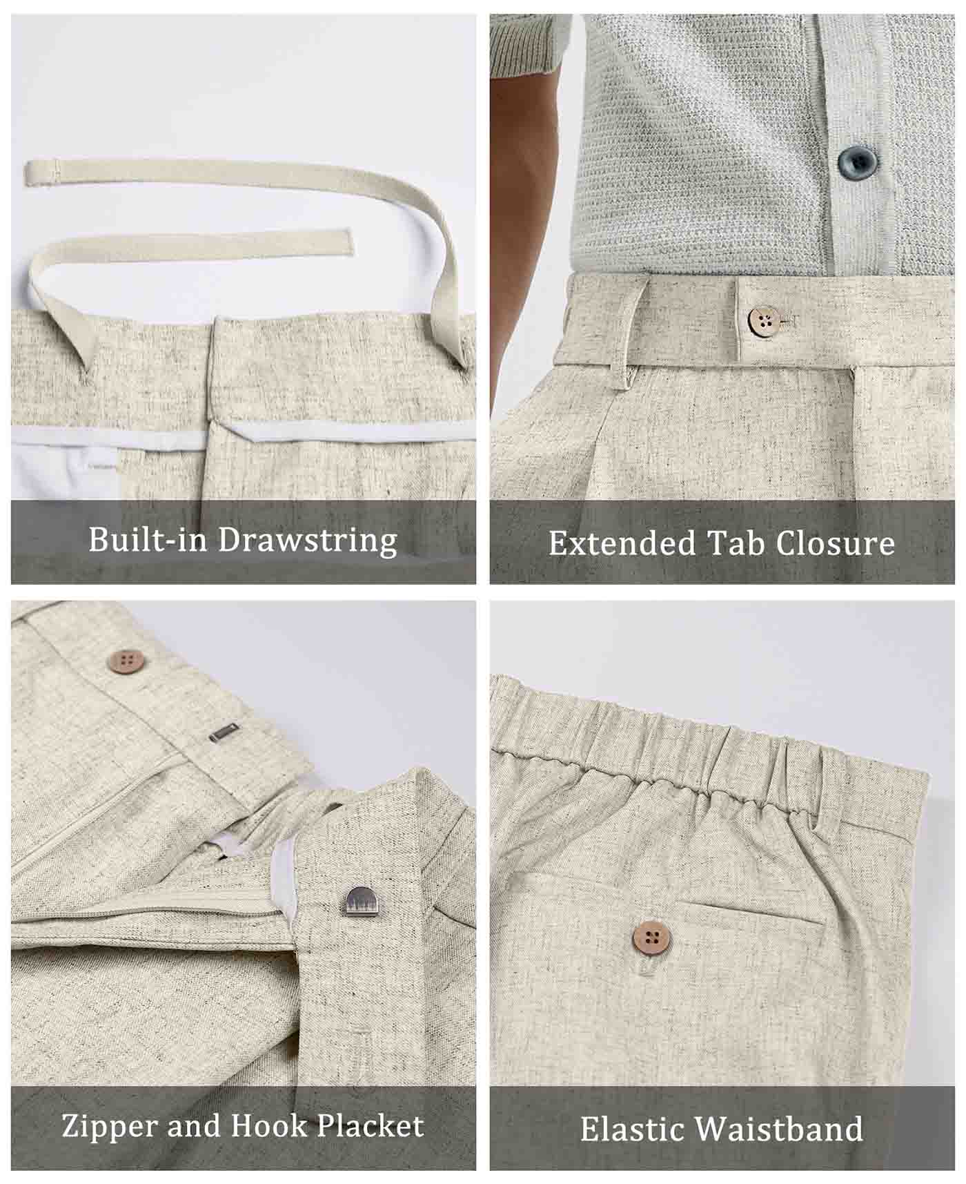 Mens Wide Leg Linen Pants – Square Waistband & Inner Drawstring