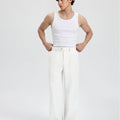 Mens Wide Leg Linen Pants – Square Waistband & Inner Drawstring