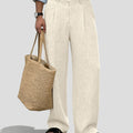 Mens Wide Leg Linen Pants – Sword-shaped Tab & Inner Drawstring