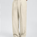 Mens Wide Leg Linen Pants – Sword-shaped Tab & Inner Drawstring
