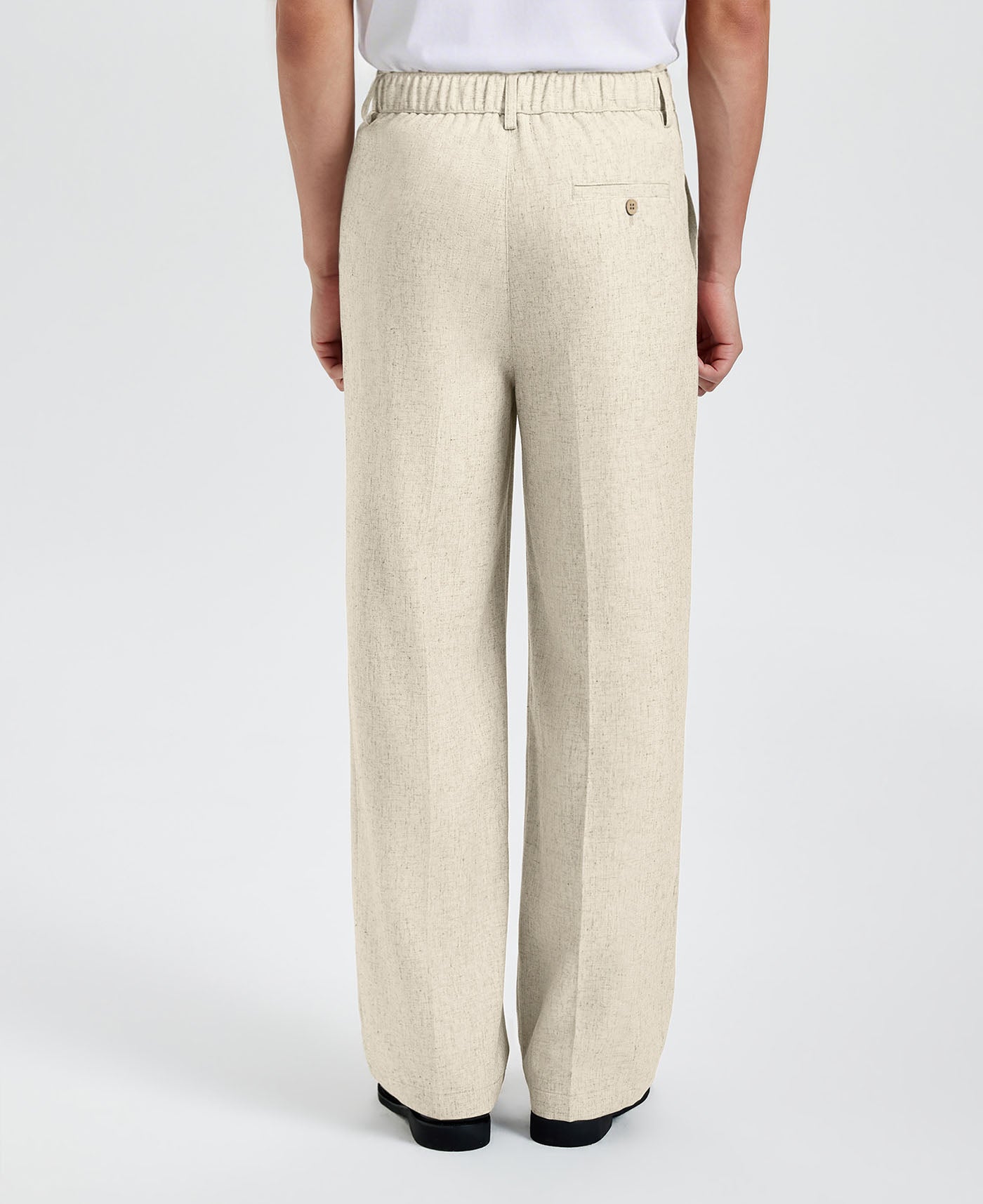 Mens Wide Leg Linen Pants – Sword-shaped Tab & Inner Drawstring