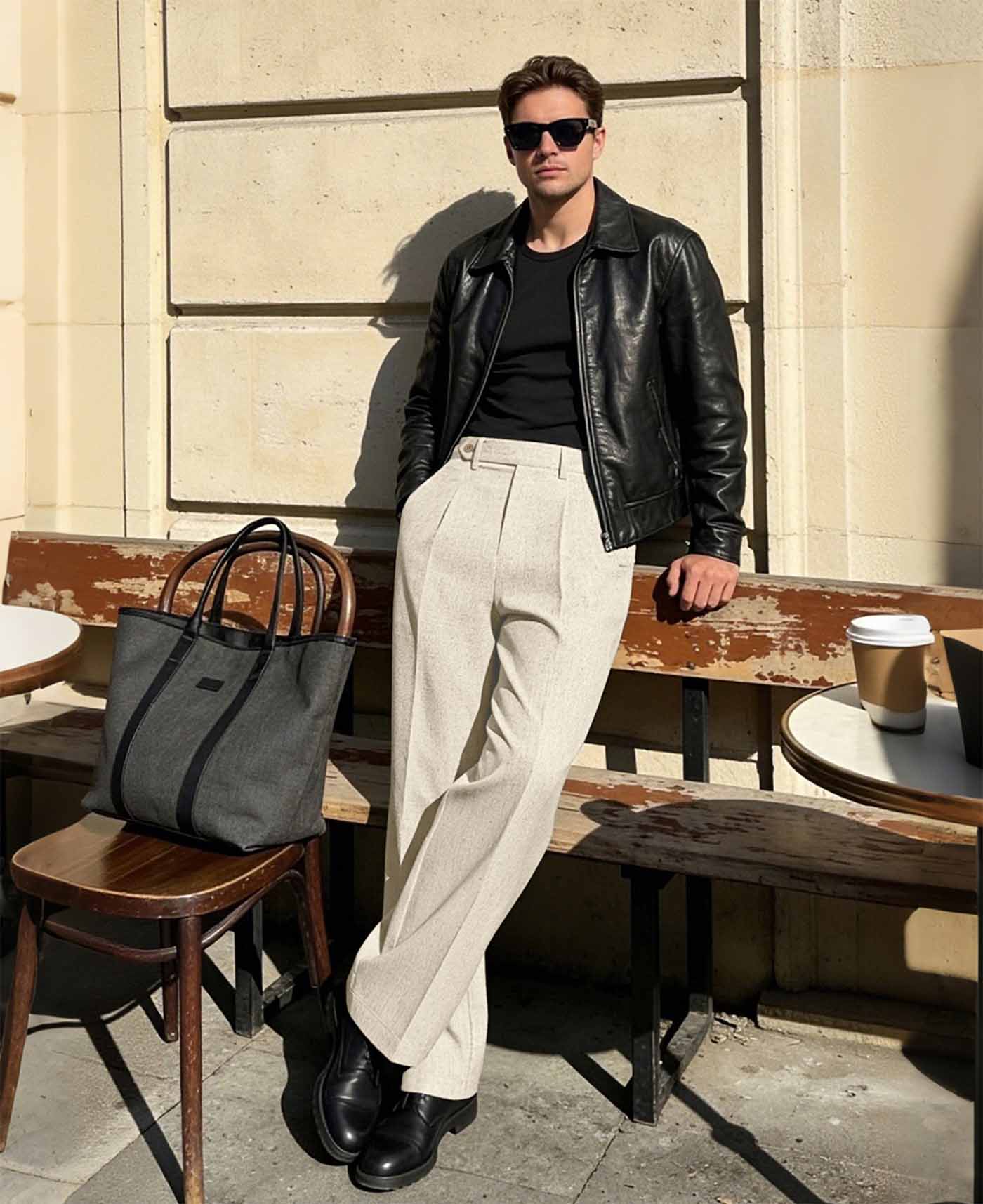 Mens Wide Leg Linen Pants – Sword-shaped Tab & Inner Drawstring