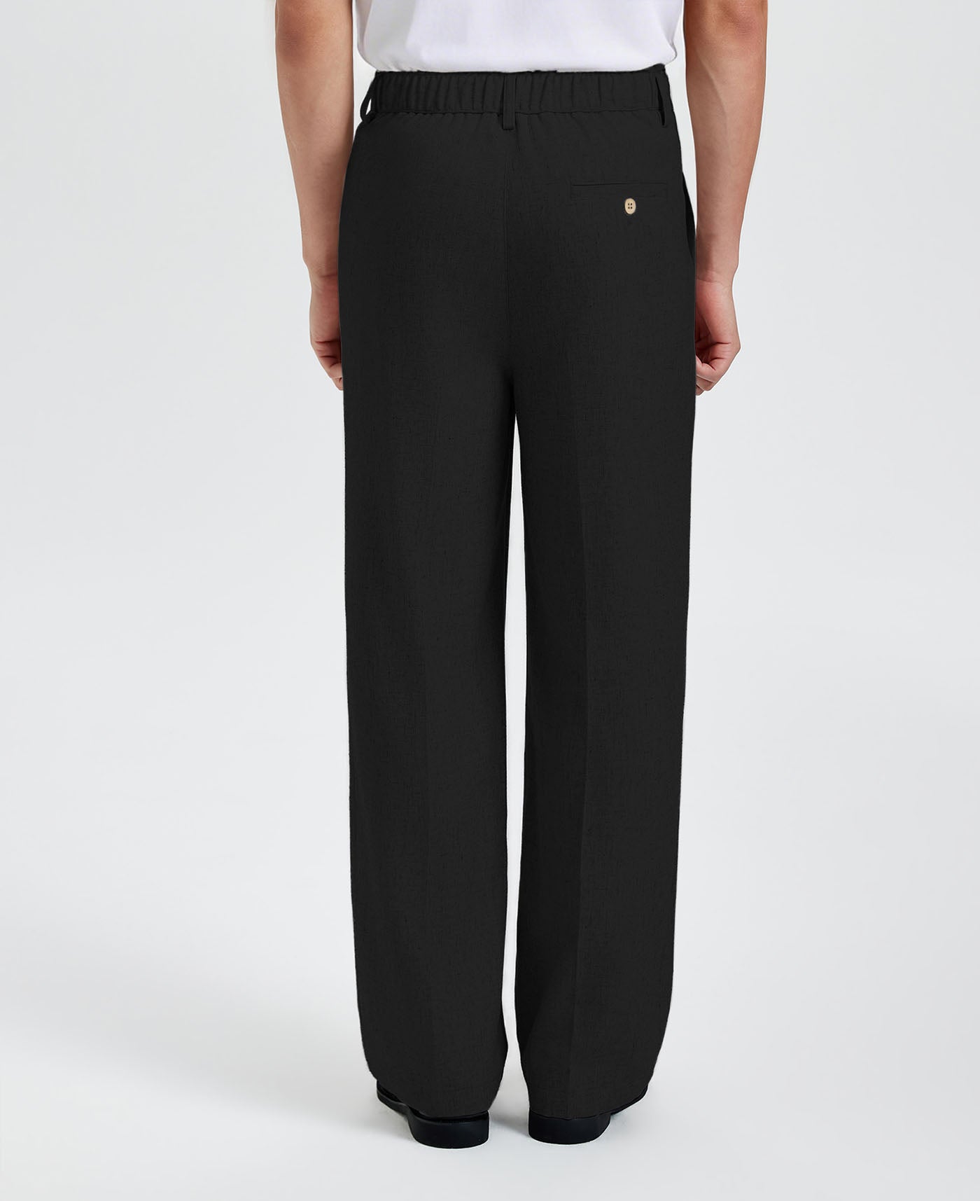 Mens Wide Leg Linen Pants – Sword-shaped Tab & Inner Drawstring