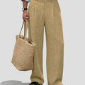 Mens Wide Leg Linen Pants – Sword-shaped Tab & Inner Drawstring