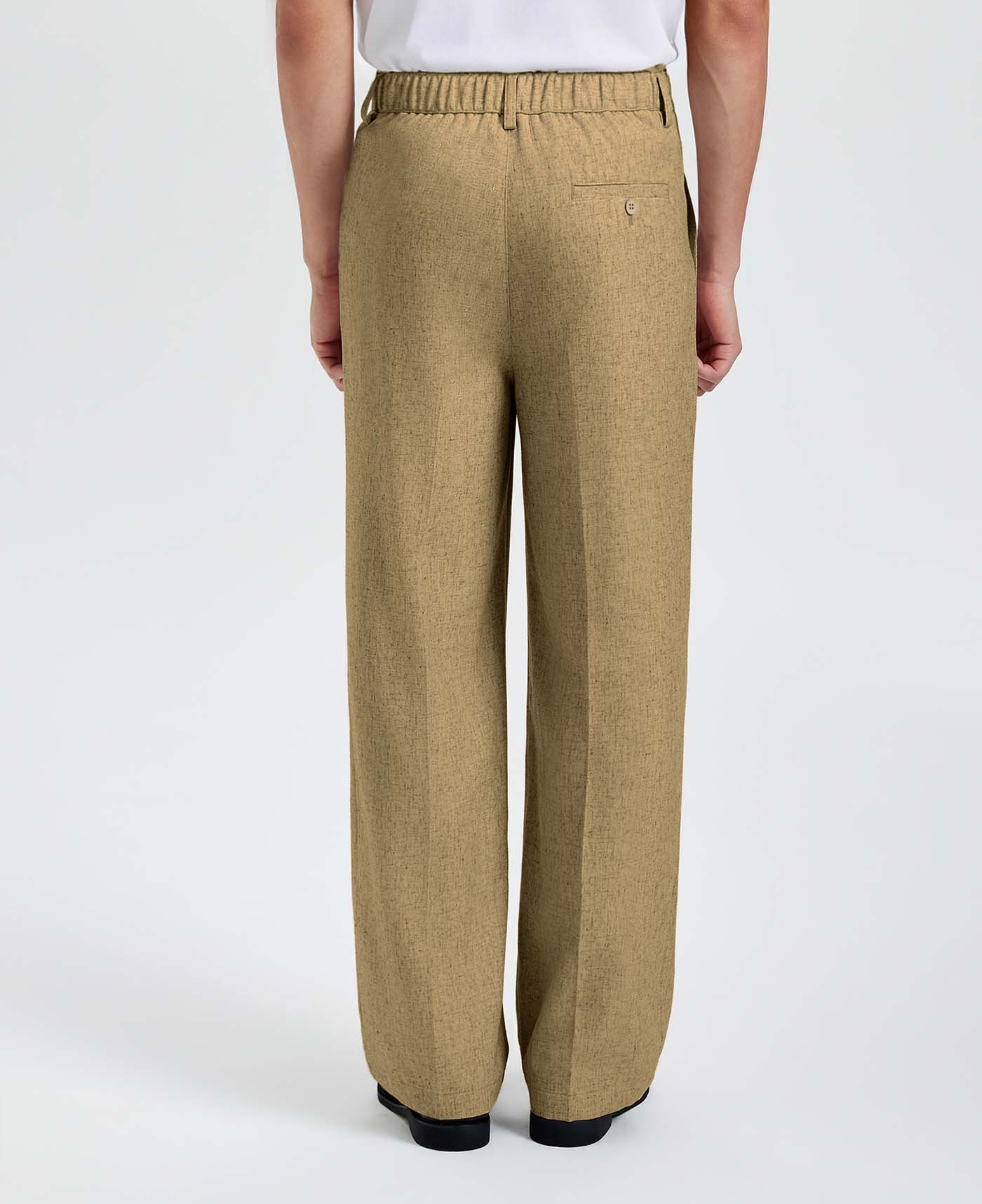 Mens Wide Leg Linen Pants – Sword-shaped Tab & Inner Drawstring