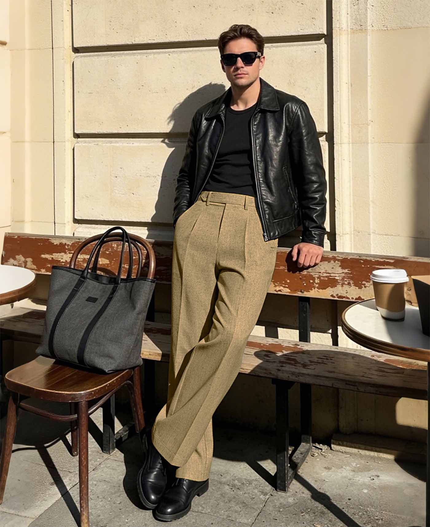 Mens Wide Leg Linen Pants – Sword-shaped Tab & Inner Drawstring