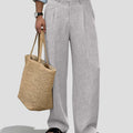 Mens Wide Leg Linen Pants – Sword-shaped Tab & Inner Drawstring