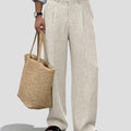 Mens Wide Leg Linen Pants – Sword-shaped Tab & Inner Drawstring