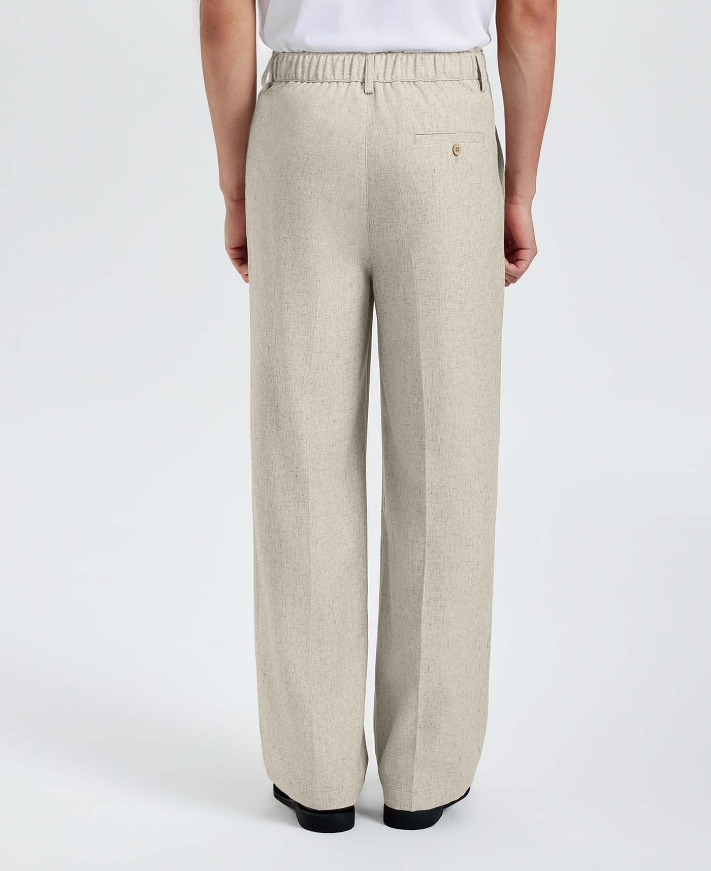 Mens Wide Leg Linen Pants – Sword-shaped Tab & Inner Drawstring