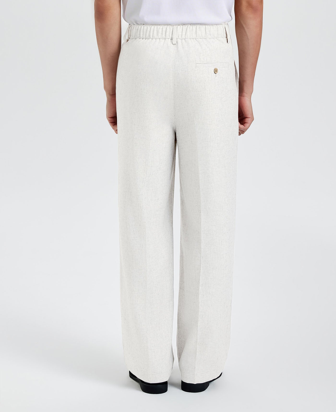 Mens Wide Leg Linen Pants – Sword-shaped Tab & Inner Drawstring