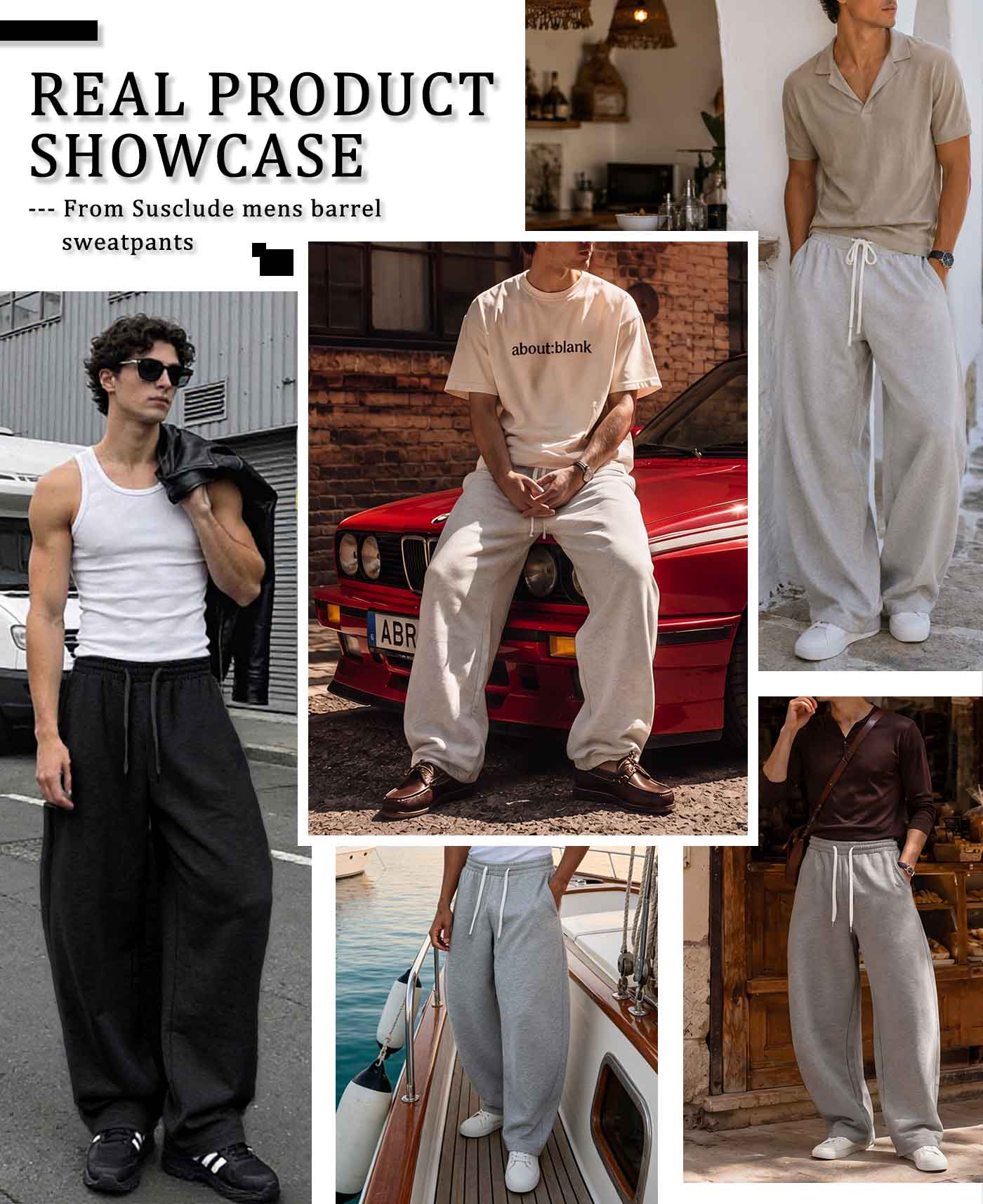 Mens Baggy Barrel Sweatpants — Wide Leg & Drawstring