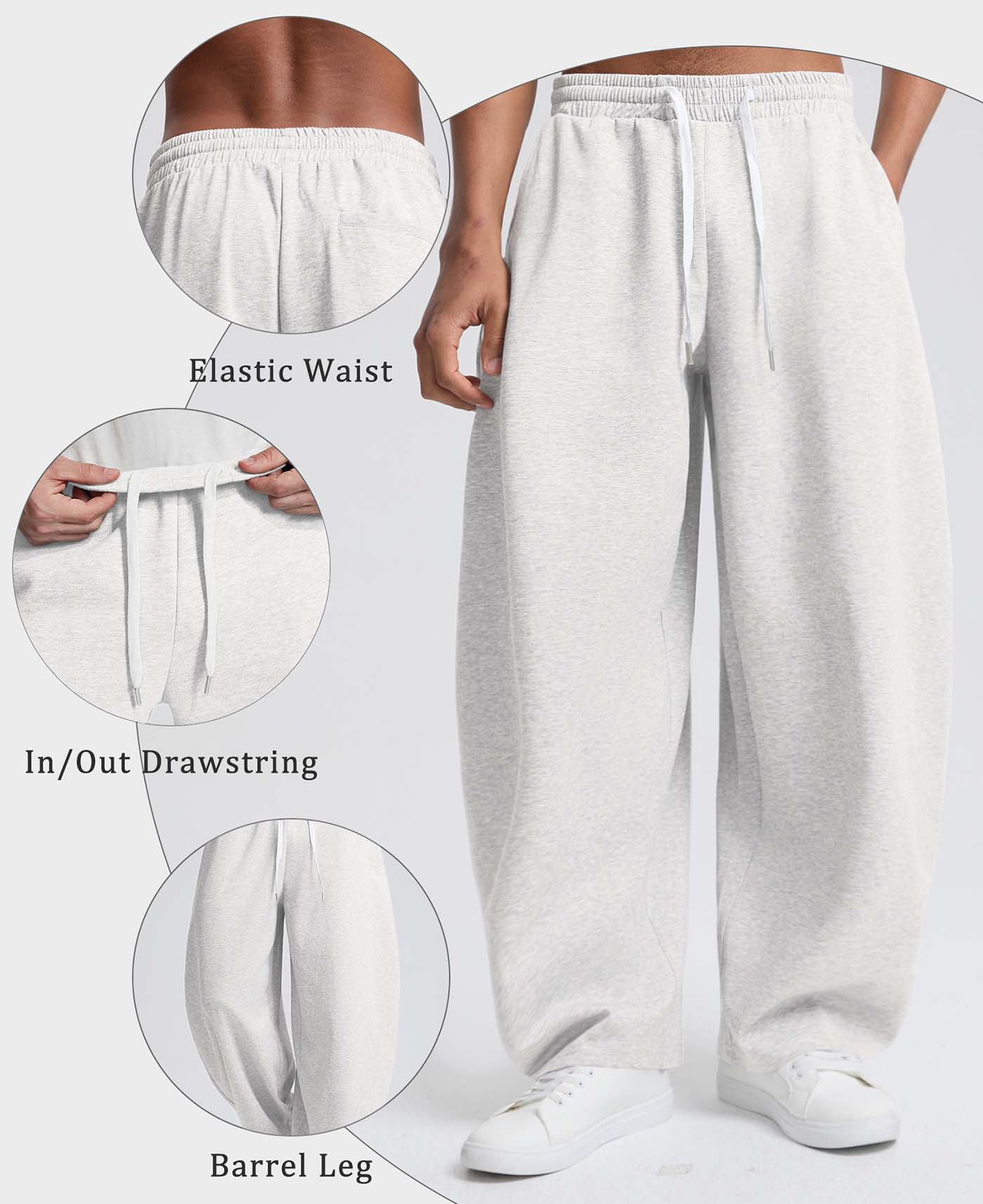 Mens Baggy Barrel Sweatpants — Wide Leg & Drawstring