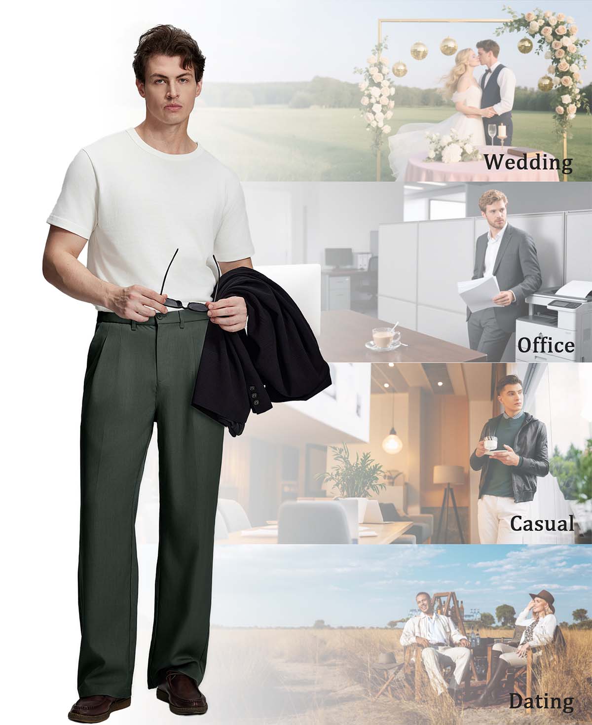 Versatile enough for weddings, office, dates, or weekend hangs¡ªthese dark grey wide-leg pants adapt to every occasion.