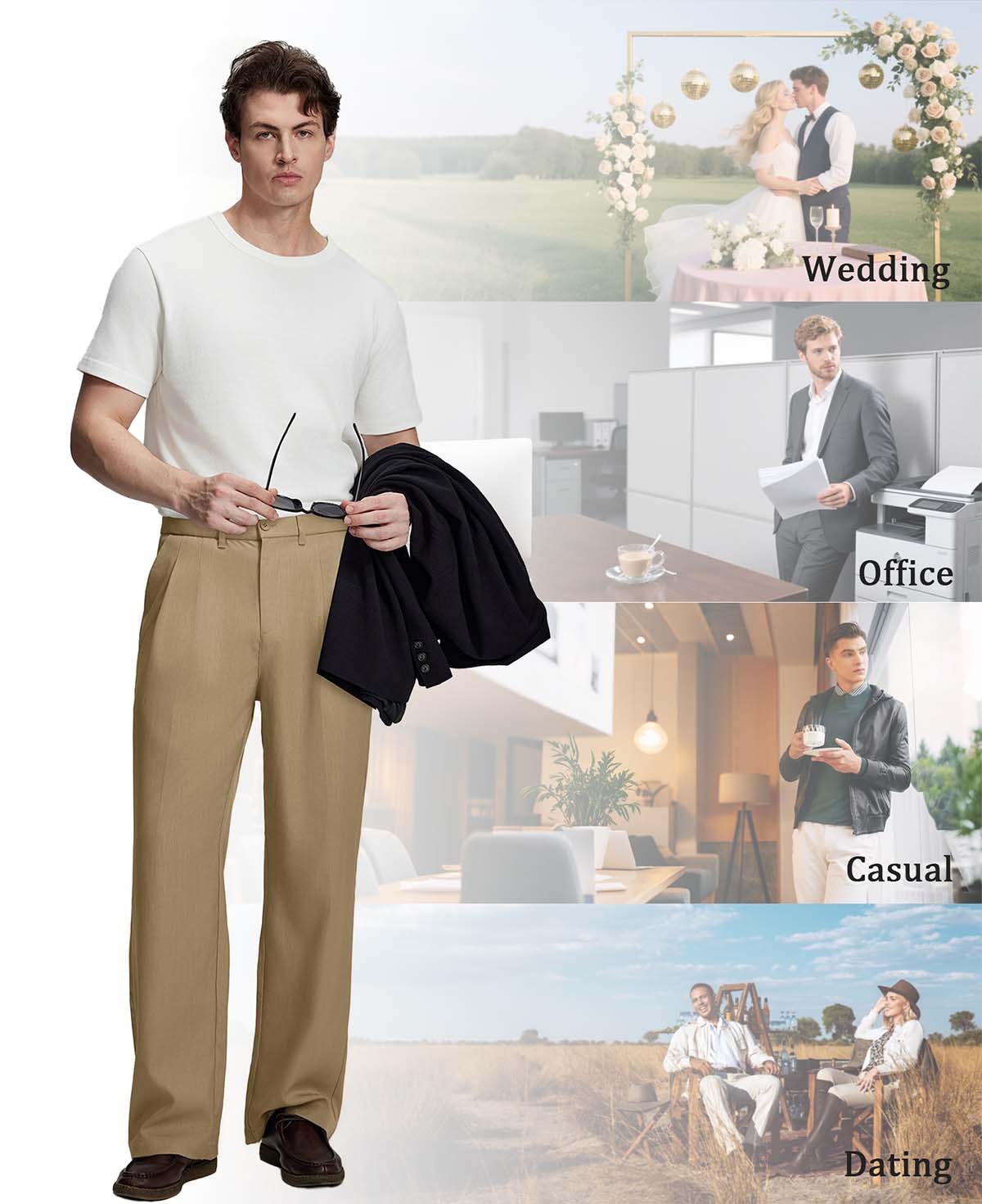 Versatile enough for weddings, office, dates, or weekend hangs¡ªthese khaki wide-leg pants adapt to every occasion.