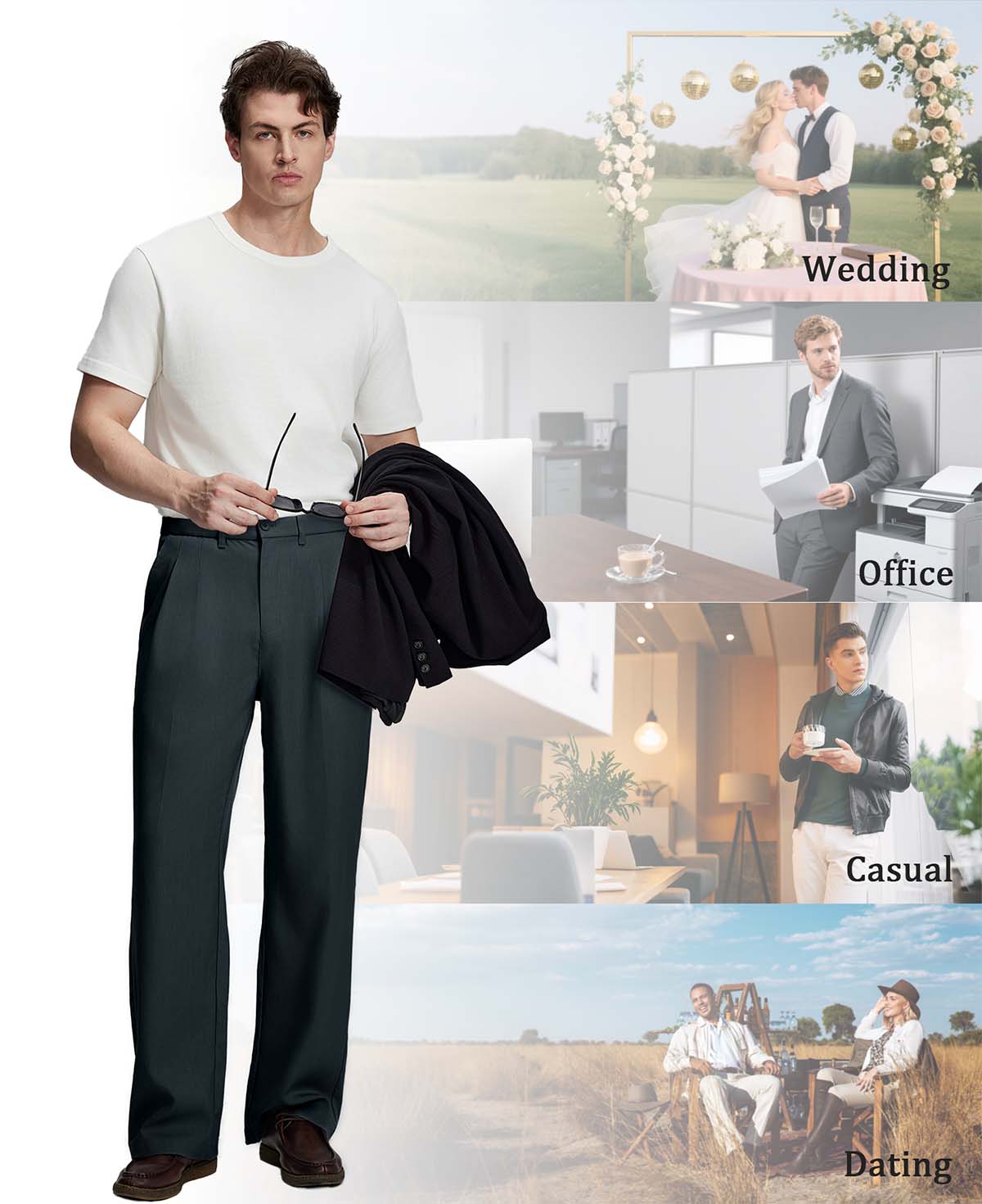 Versatile enough for weddings, office, dates, or weekend hangs¡ªthese navy wide-leg pants adapt to every occasion.