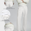 Highlights: Elastic waistband (comfort), inner drawstring (adjustable fit), sword-shaped fly (classic touch) on White Baggy Pleated Dress Pants for Men.