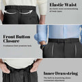 Design features: elastic waist (fits various body types), button front (adds sophistication), inner drawstring (adjustable fit).