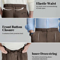 Design features: elastic waist (fits various body types), button front (adds sophistication), inner drawstring (adjustable fit).