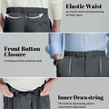 Design features: elastic waist (fits various body types), button front (adds sophistication), inner drawstring (adjustable fit).