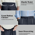Design features: elastic waist (fits various body types), button front (adds sophistication), inner drawstring (adjustable fit).