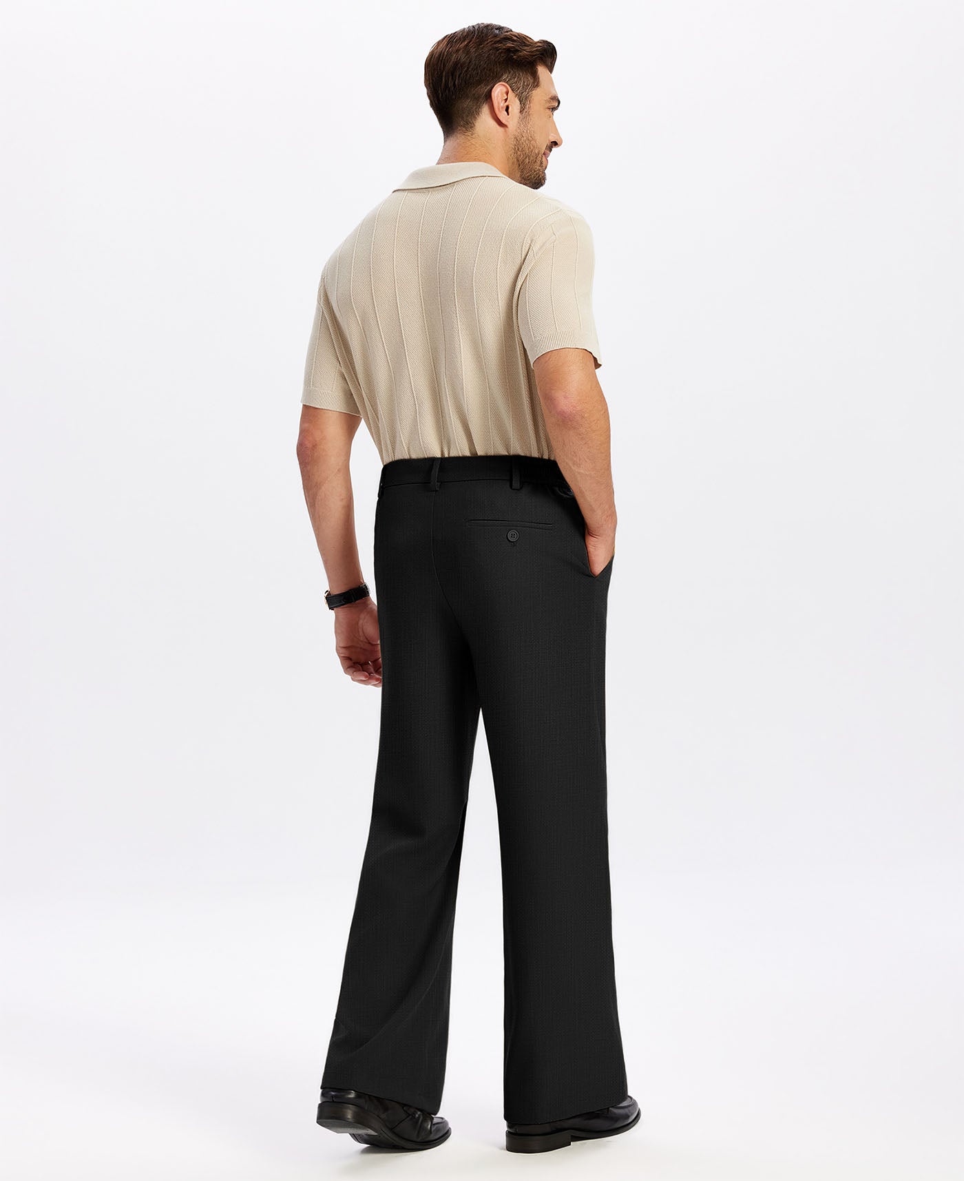 Mens Bootcut Casual Dress Pants — Wide Leg & Drawstring