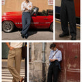 Mens Bootcut Casual Dress Pants — Wide Leg & Drawstring
