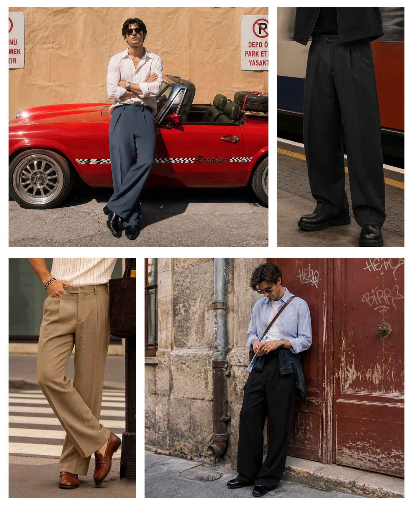 Mens Bootcut Casual Dress Pants — Wide Leg & Drawstring