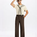 Mens Bootcut Casual Dress Pants — Wide Leg & Drawstring