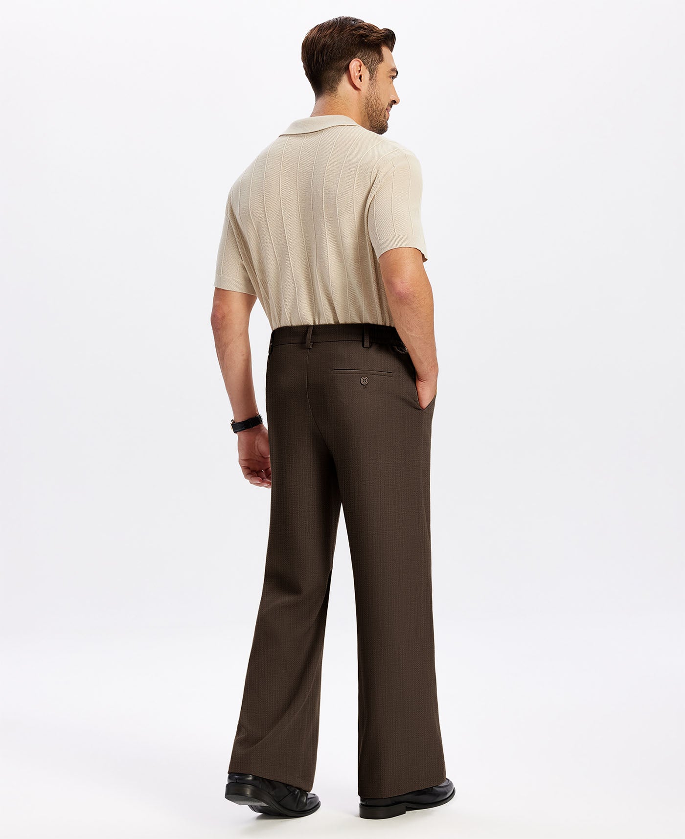 Mens Bootcut Casual Dress Pants — Wide Leg & Drawstring