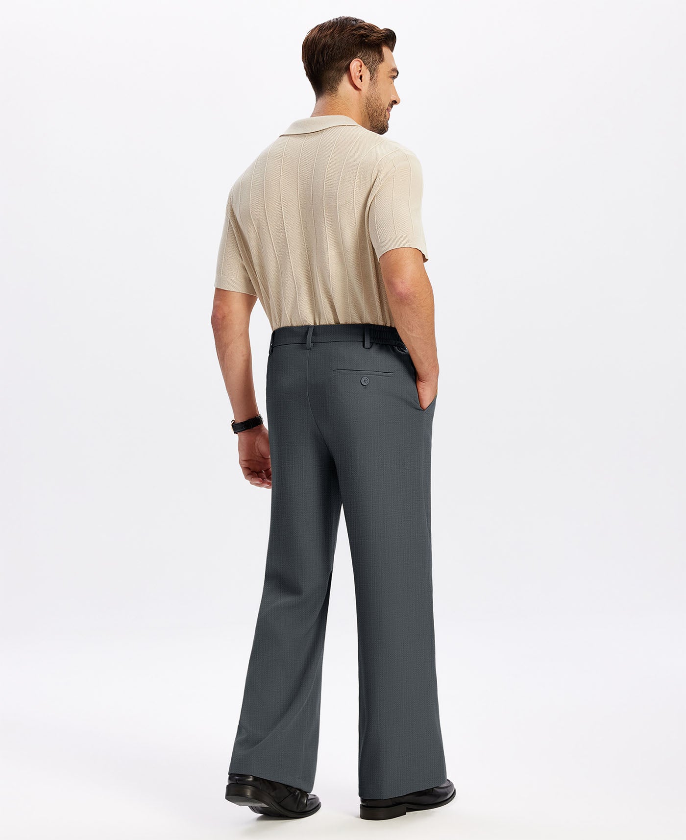 Mens Bootcut Casual Dress Pants — Wide Leg & Drawstring