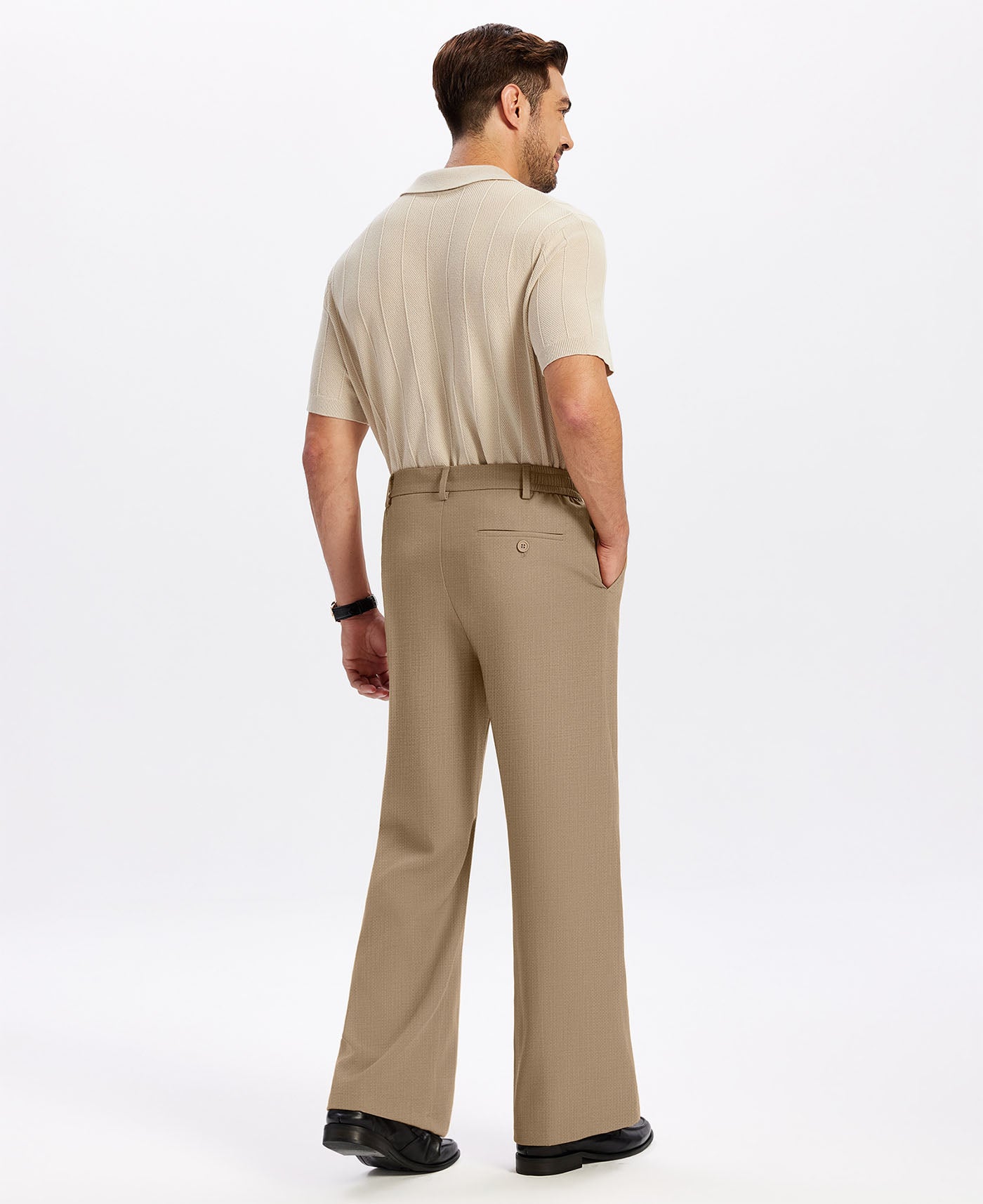 Mens Bootcut Casual Dress Pants — Wide Leg & Drawstring