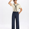Mens Bootcut Casual Dress Pants — Wide Leg & Drawstring